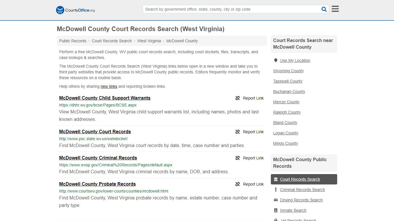 McDowell County Court Records Search (West Virginia) - County Office